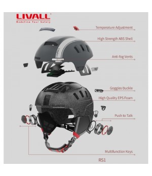 Livall RS1 Kask Narciarski Snowboardowy Szary - Bluetooth