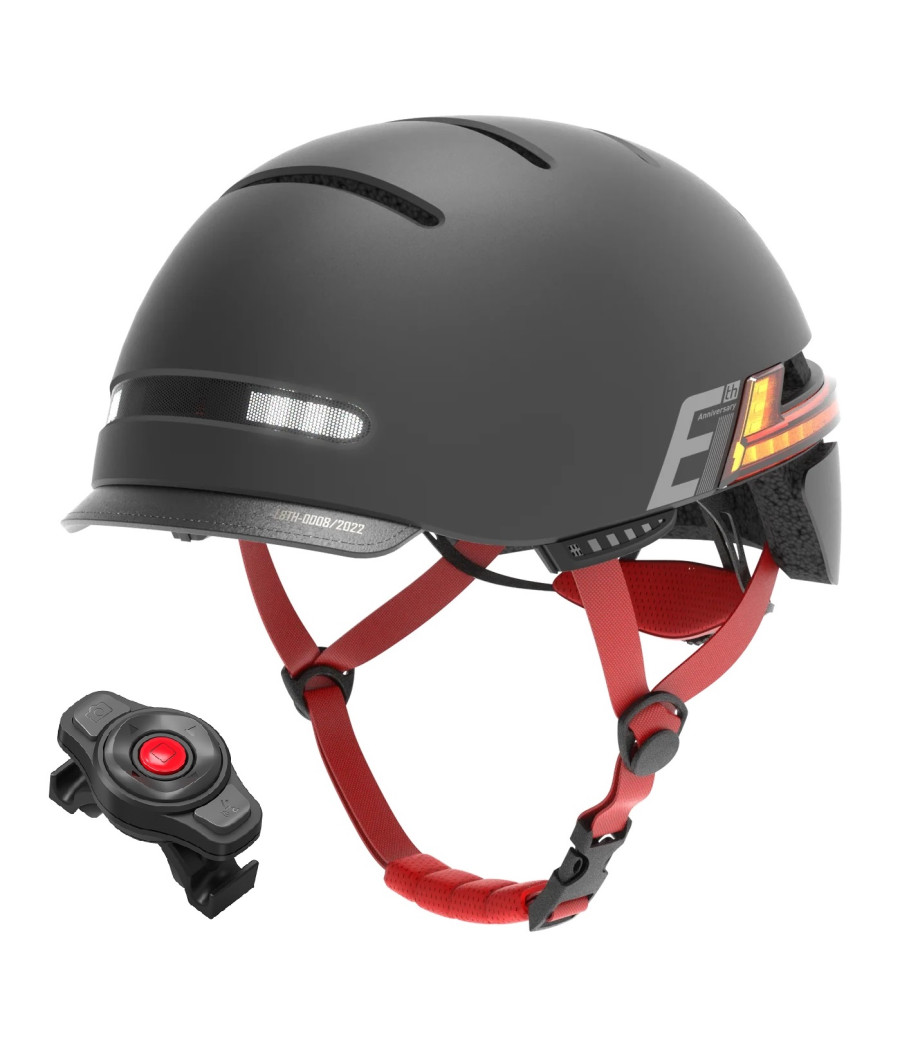 Czarny kask rowerowy Livall BH51M NSO V2 Sound by JBL z oświetleniem LED i pilotem na kierownicę
