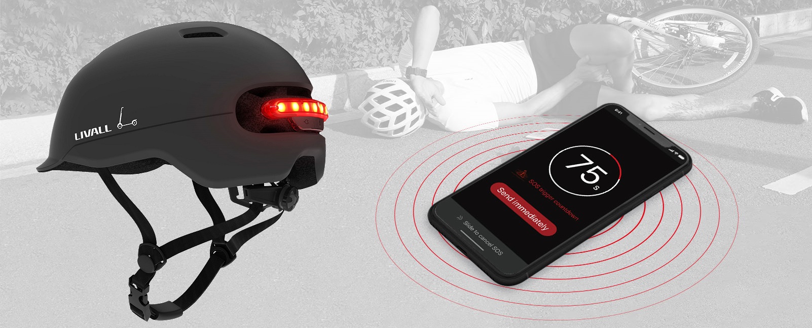 Czujnik uderzenia i alert SOS Livall